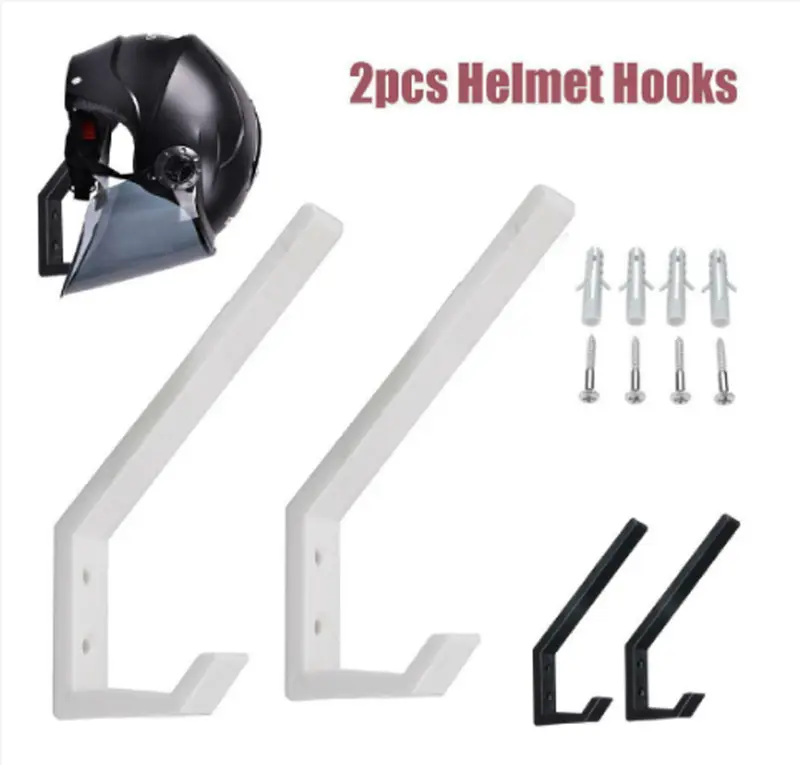 RAK GANTUNG HELM TOPI JAKET SERBAGUNA 2 PCS - CANTOLAN HELM KOKOH BESI STAINLESS STEEL - HOOK HANGER MINI MULTIFUNGSI 2 PCS - Cantolan Helm - Gantungan Dinding 2Pcs - Gantungan Tas Baju Kunci - Tempat Helm rak dinding Tempel Black 5