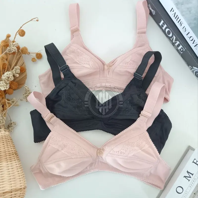 BH LOKAL MOTIF RENDA 3 PCS BH TANPA BUSA TANPA KAWAT CUP SEDANG KAIT 2 7