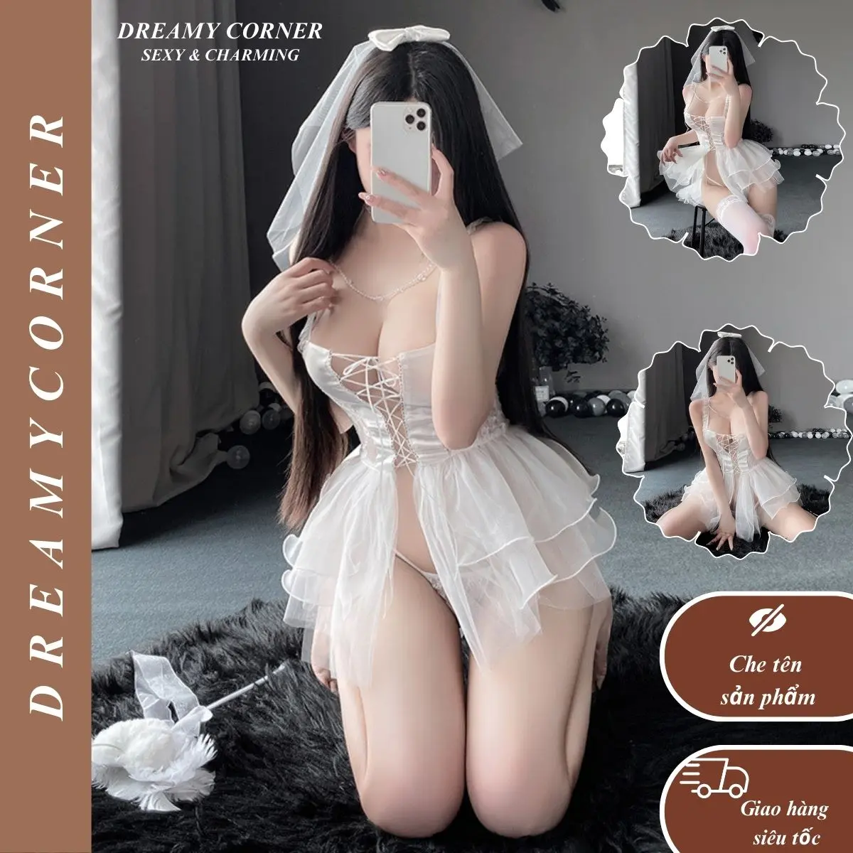 BỘ ĐỒ COSPLAY CÔ DÂU GỢI CẢM DN64  – NGỌT NGÀO, QUYẾN RŨ, SANG TRỌNG