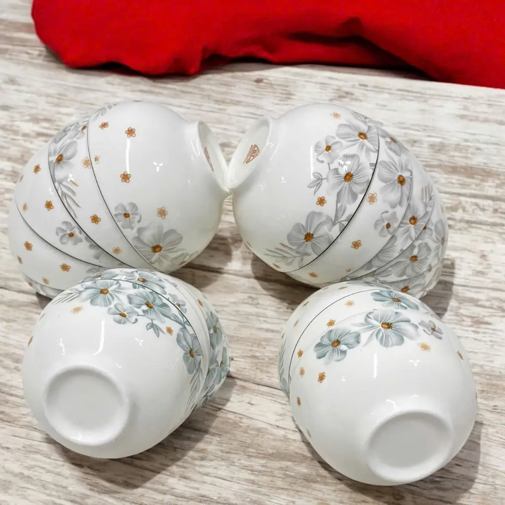 Bộ 10 Chén Sứ Ăn Cơm Họa Tiết Bông Hoa Dừa Trắng Đường Kính 11.5Cm, Bát Sứ Chén Sứ - Phương Trang
