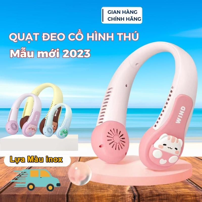  Quạt đeo cổ tích điện mini quạt hình thú sạc điện USB dung lượng pin cao 3 cấp độ gió êm ái Mobile 