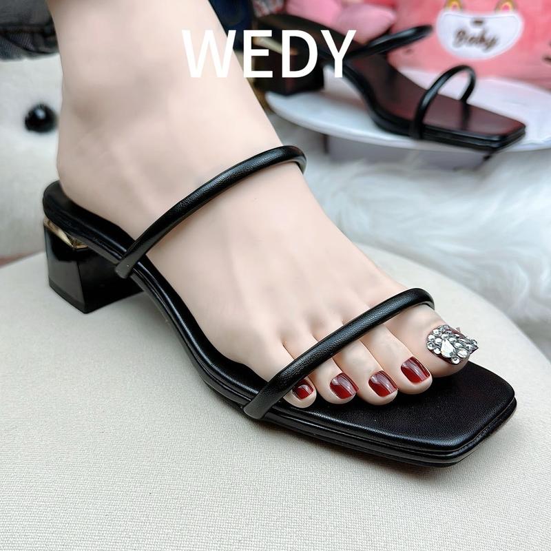  HÌNH THẬT Dép guốc cao gót đế thấp 5 phân dép xinh mặc váy WD2363 dép quai ngang nữ mảnh mềm chắc êm chân  DéP Shoes GiàY 
