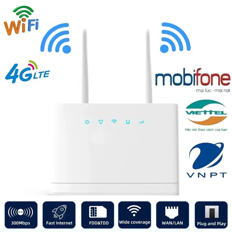 Router Wi-Fi 4 chế độ Bộ Phát Wifi  4g/5g LTE 4G  mới nhất 2023 ( R311) Tốc Độ 300Mbps - Lắp thẻ SIM để sử dụng WIFI 2