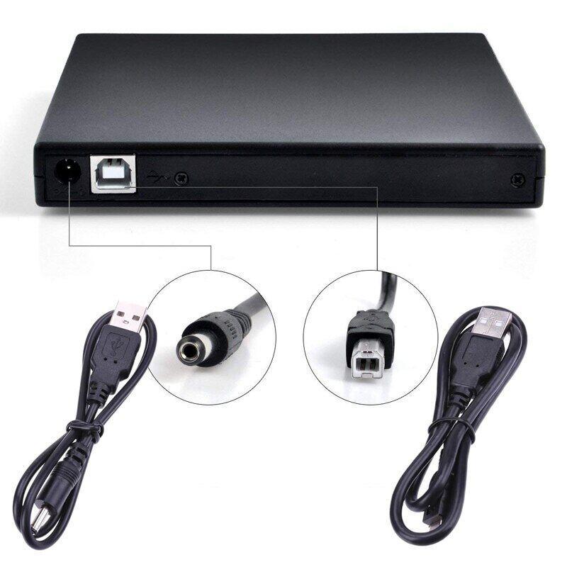 MQQ CD ROM Drive External DVD Drive Slim Portable Optical Drive Writer Burner Rewriter Untuk PC /laptop komputer black laptop  kabel 1