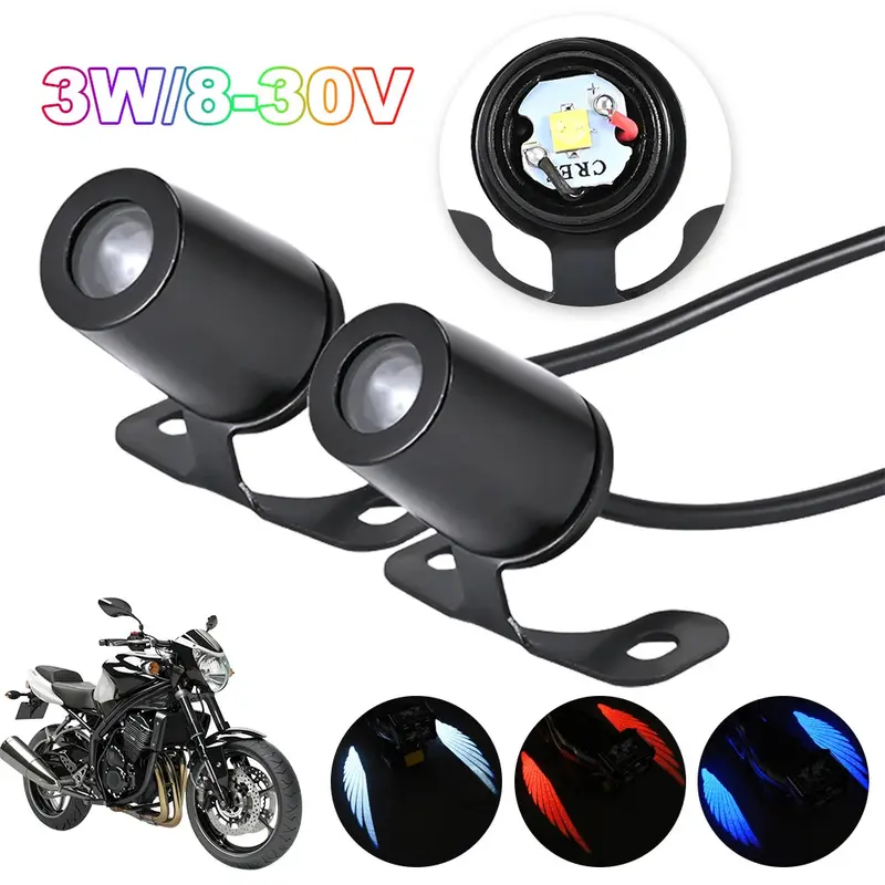 2 Chiếc Đèn Chiếu LED Đôi Cánh Thiên Thần Cho Xe Máy, Xe Điện, Sửa Đổi Đường Phố, Trang Trí Chào Mừng, Đèn Laser Chống Va Chạm Phụ Kiện 8