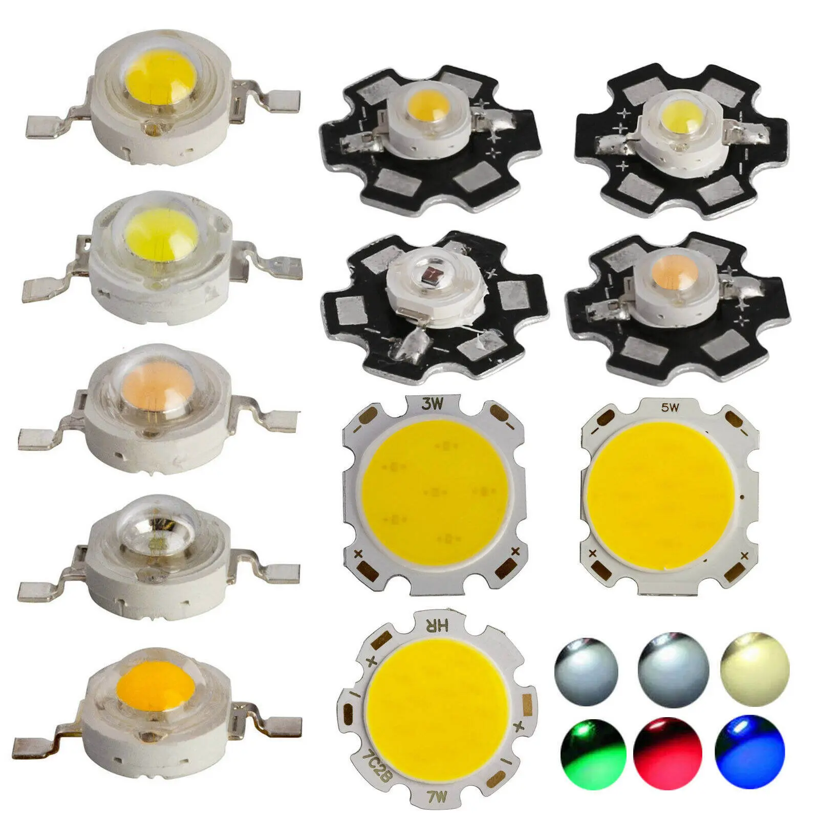 Chip LED COB SMD, Ranpo, 10 cái, 1W, 3W, 5W, 7W, PCB sao, Hạt công suất cao, Ánh sáng trắng, RP0082