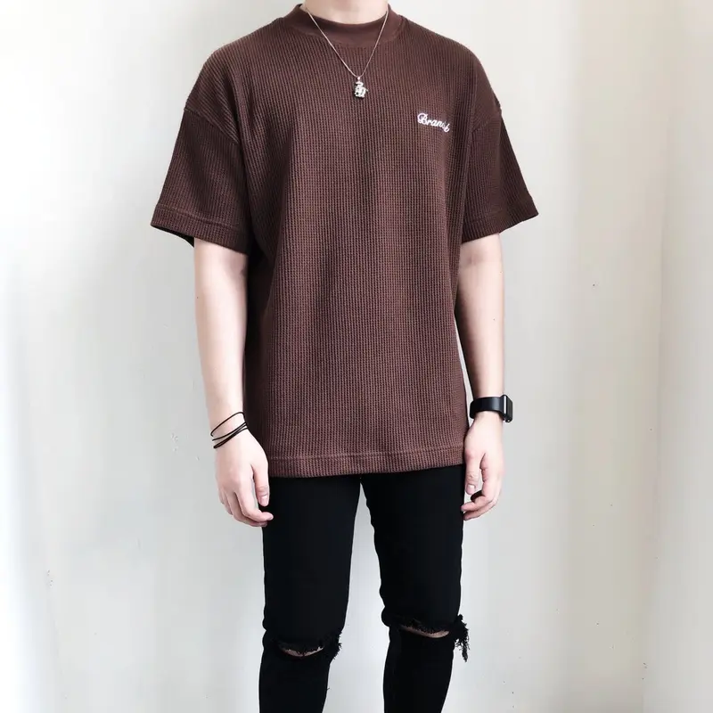 Branché Streetwear Oversize Waffle Dark Brown Tee 0