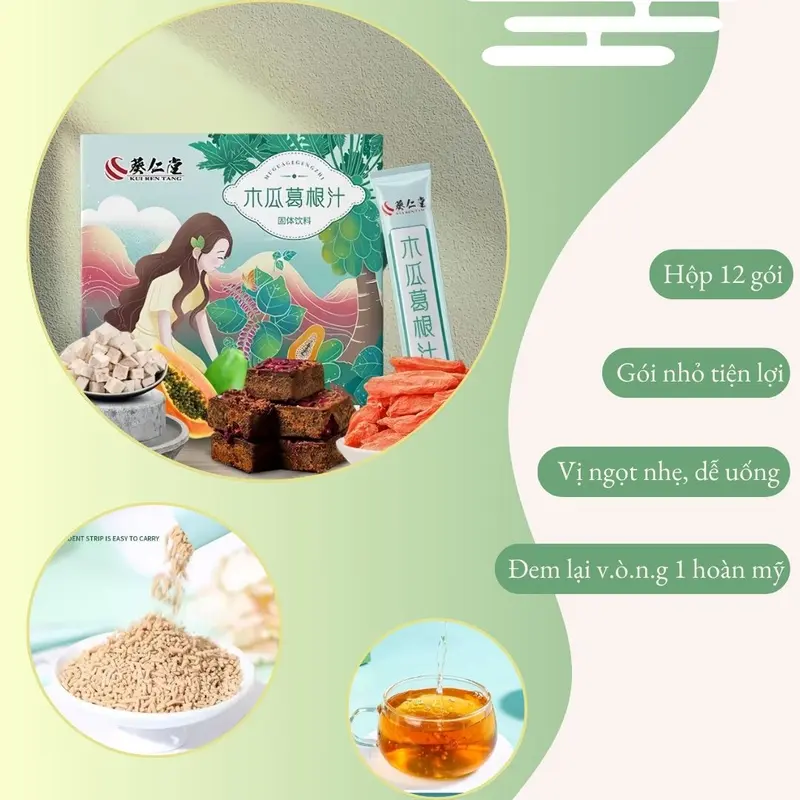 Y-[Sản phẩm bột đu đủ sắn dây - Vẻ đẹp tự nhiên cho phái đẹp] Hộp 12 gói*10g, kết hợp kỷ tử, hoa hồng chứa chứa nhiều dưỡng chất vitamin, sản phẩm an toàn lành tính 3