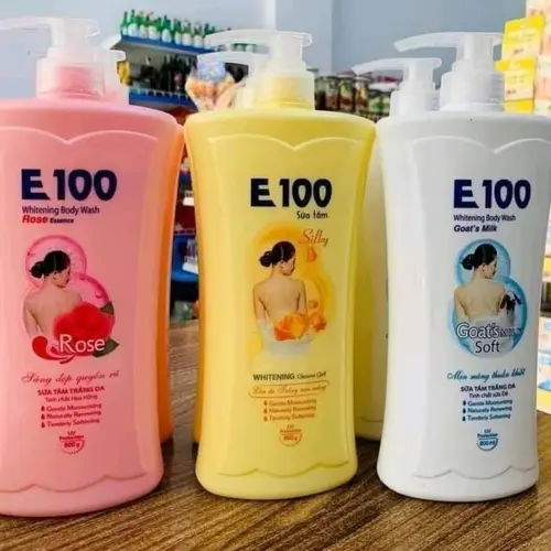 Sữa tắm E100 800ml dê trắng , hoa Hồng đỏ , hoa Hồng vàng Dưỡng Da