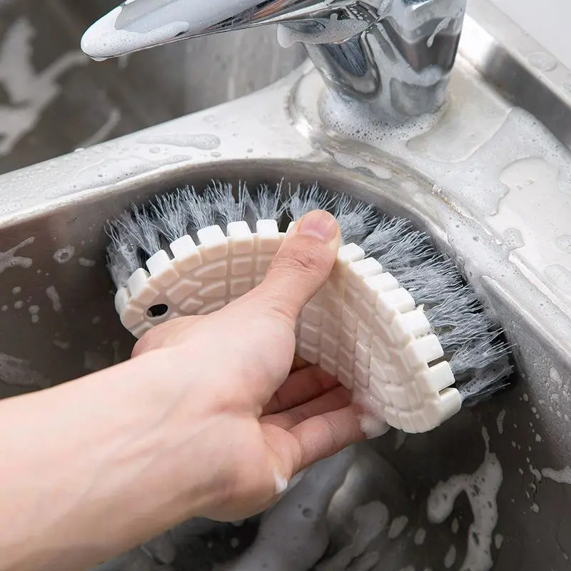 Curved Cleaning Brush, 1 Count Multifunctional Cleaning Brush, Bathroom Tile Brush, Kitchen Faucet Corner Brush, Cleaning Tool for Home Bathroom Kitchen 6