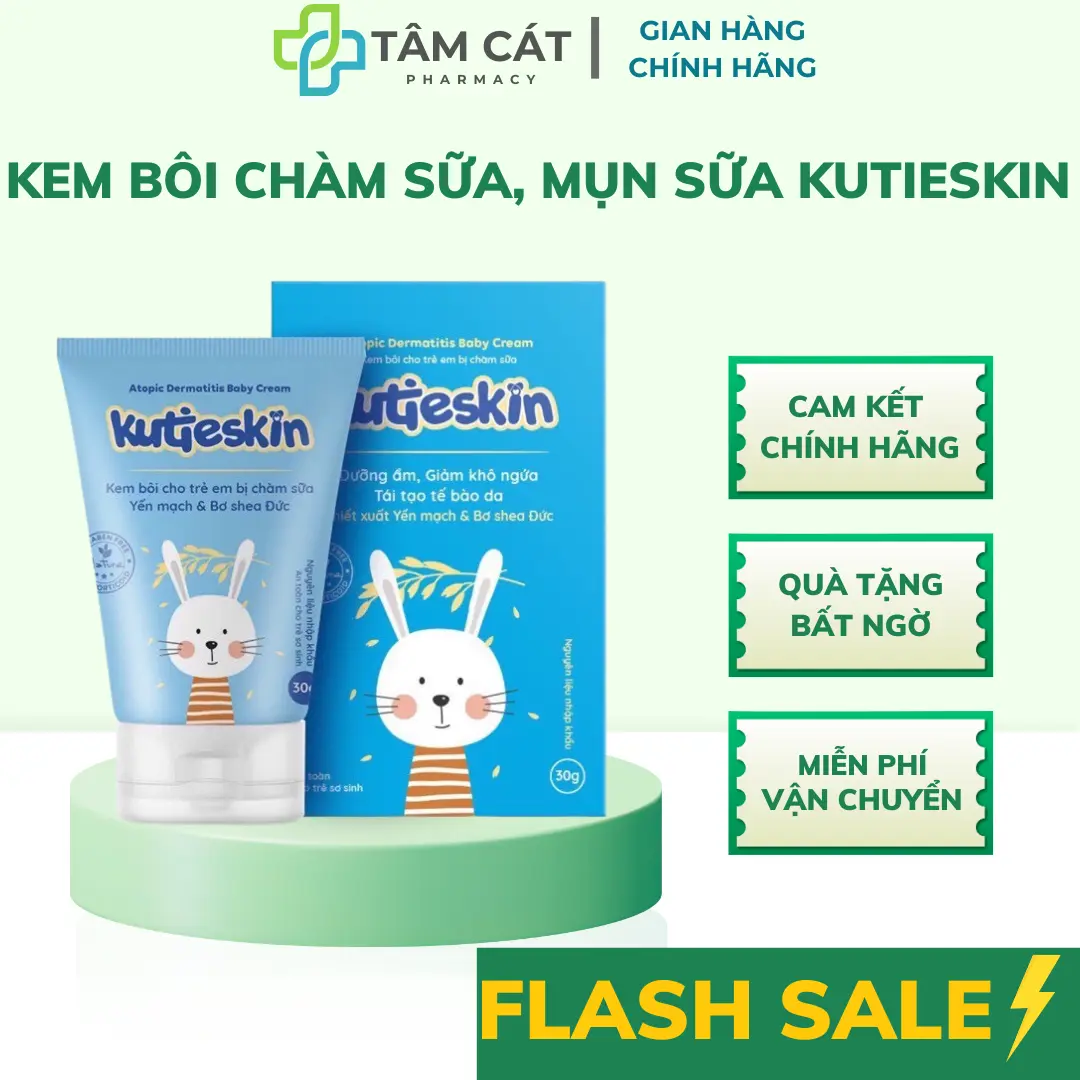 KUTIESKIN kem bôi chàm sữa, mụn sữa, viêm da cơ địa cho bé, Kem chàm sữa Kutieskin - CHÍNH HÃNG (TUÝP 30G)