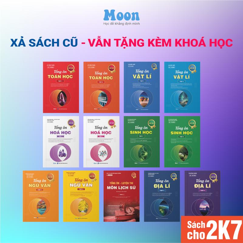 Sách cũ - Sách 12 cho 2k8 chương trình mới: Tổng ôn toán lý hoá sinh sử địa văn Moonbook