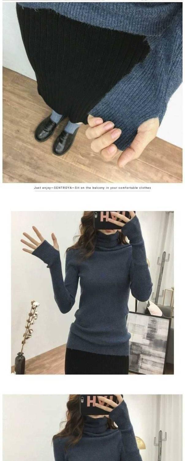 Product Introduction of Áo Len Cổ Lọ Màu Trơn Phong Cách Hàn Quốc, Áo Len Mỏng, Áo Len Mỏng, Áo Dưới 15