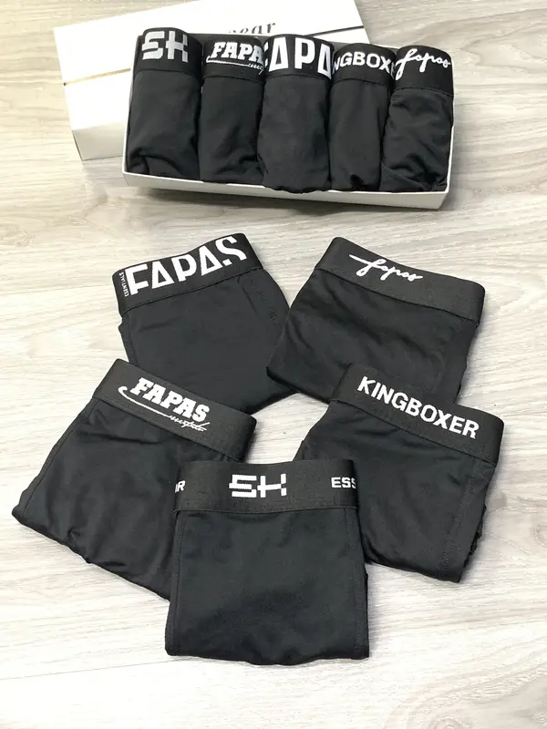 Combo 6 quần sịp đùi nam Boxer mặc đủ 1 tuần, quần lót nam màu đen chất vải thun lạnh co giãn 4 chiều - Menswear Thun Quần Boxer Boxer 0