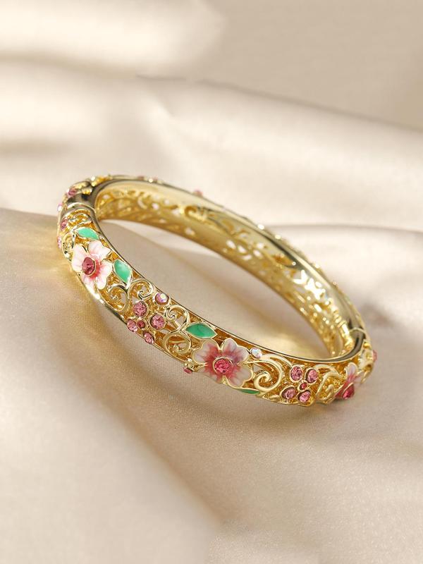 Random Floral Motif Design Cuff Bangle, 2024 New Style Fashionable ...