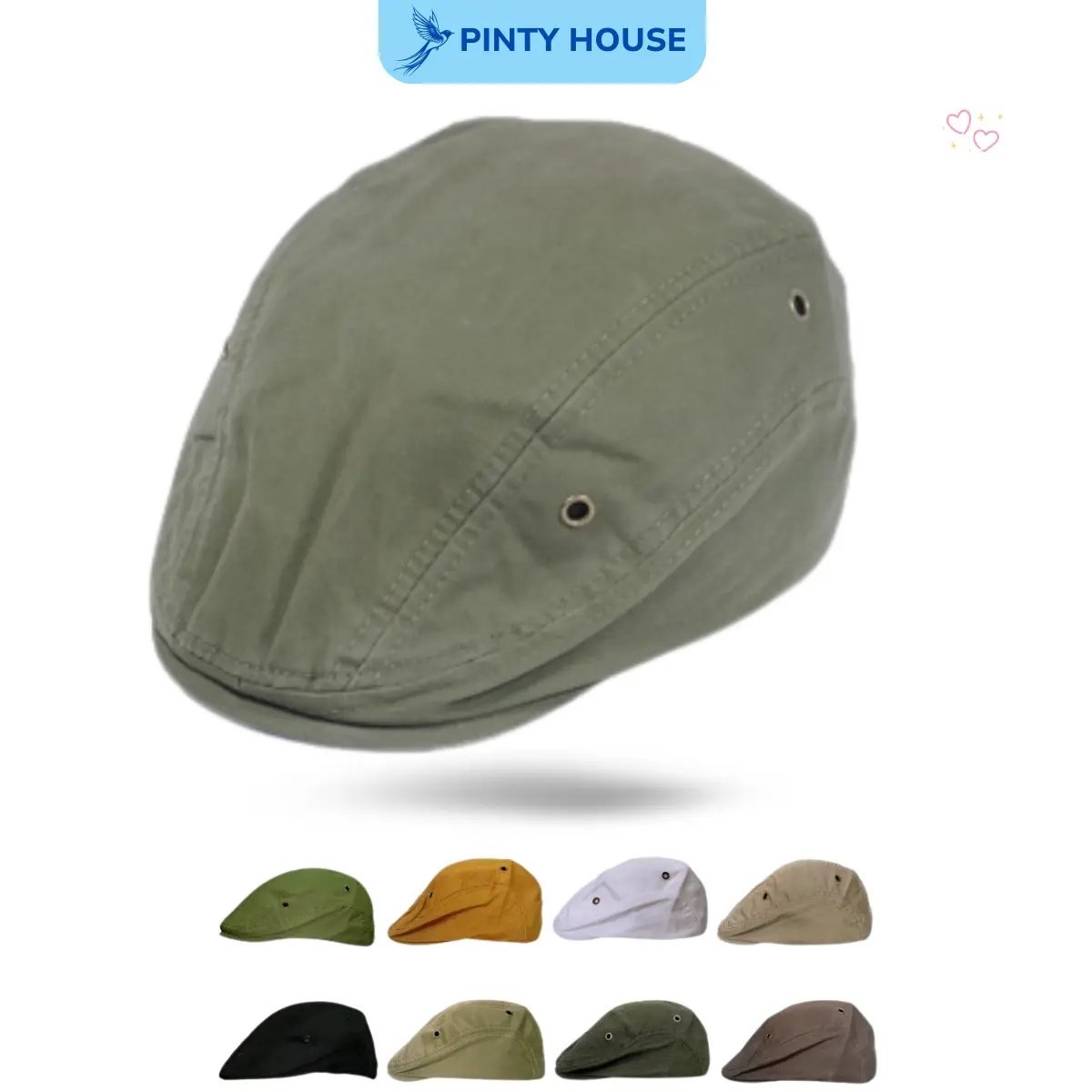 Mũ beret vải kaki nhiều màu NÓN Cao Su Hat Voi Nam