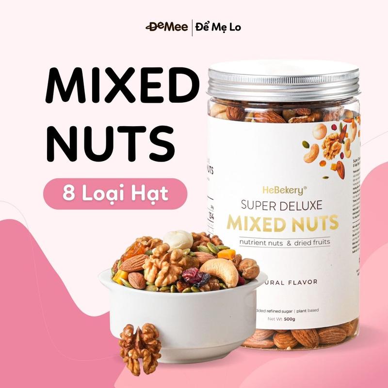  MIX NUTS 8 Loại Hạt & Hoa Quả Sấy - Ngũ Cốc Ăn Vặt Granola Không Đường Không Yến Mạch Healthy Food Dành Cho Bà Bầu by Demee - Hạnh Nhân Hạt Điều Óc Chó Macca Hạt Bí Nho Nam Việt Quất Xoài Sấy 