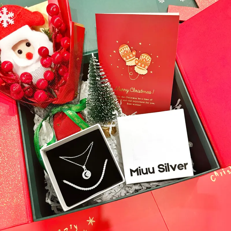 Hộp quà tặng Giáng sinh Miuu Silver, bộ quà tặng trang sức bạc 925 không có nến, box bao gồm sản phẩm và nước rửa bạc 5