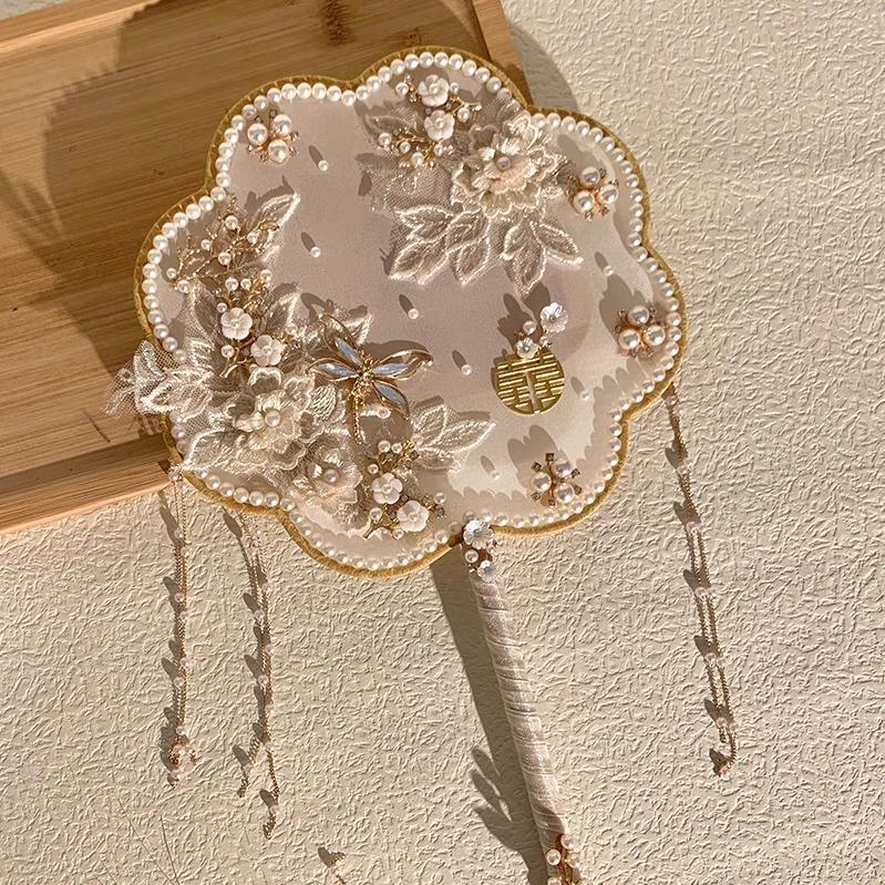 Edelkochen Quạt Cài Áo Dmoe Bridal Thêu Trang Trí Đám Cưới Cổ Xưa Trung Quốc Cầm Tay Cô Dâu Đạo Cụ Trang Trí Đám Cưới Trần Đám Mây