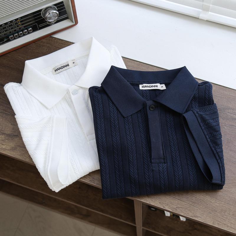 Áo thun polo nam KATIS MANDINNI vải cotton dệt len cao cấp chuẩn form thanh lịch - Ngắn Tay - Shirt