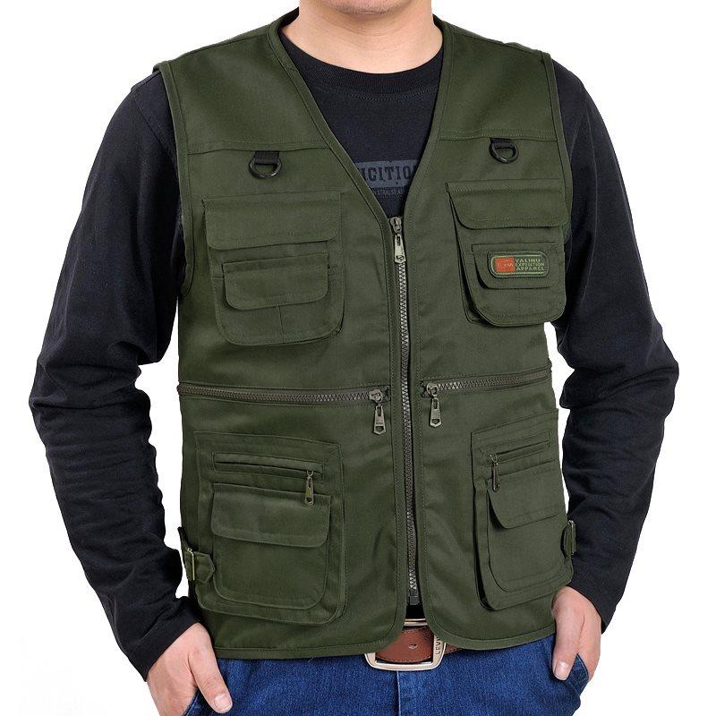 Áo gile nam màu xanh lá mạnh mẽ Menswear Kaki