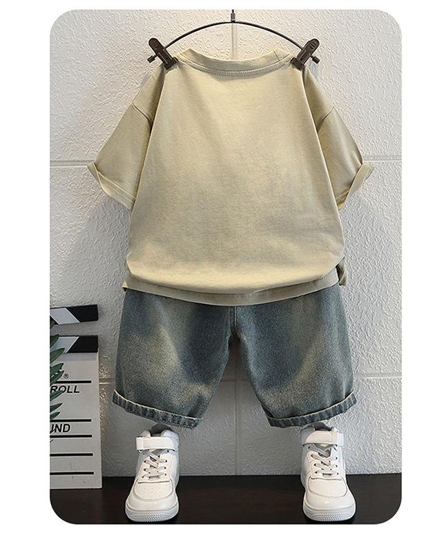 Product Introduction of Boys Summer Suit 2024 New Fashion Dinosaur Children's Clothing for Handsome Boys Summer Thin Two-Piece Suit Tide 7