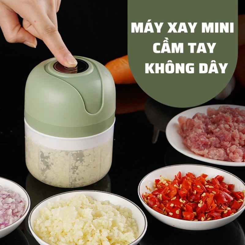 Máy Xay Mini Tỏi Ớt Cầm Tay Đa Năng 250ml  Công suất 300W Sử Dụng Cổng Sạc USB Tiện Lợi