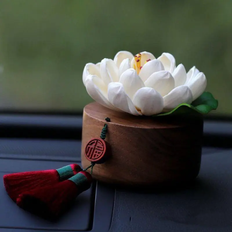 Bình Hoa Gỗ Hoàng Dương Liên Hoa Sen Cao Cấp Trang Trí Ô Tô Sang Trọng 7