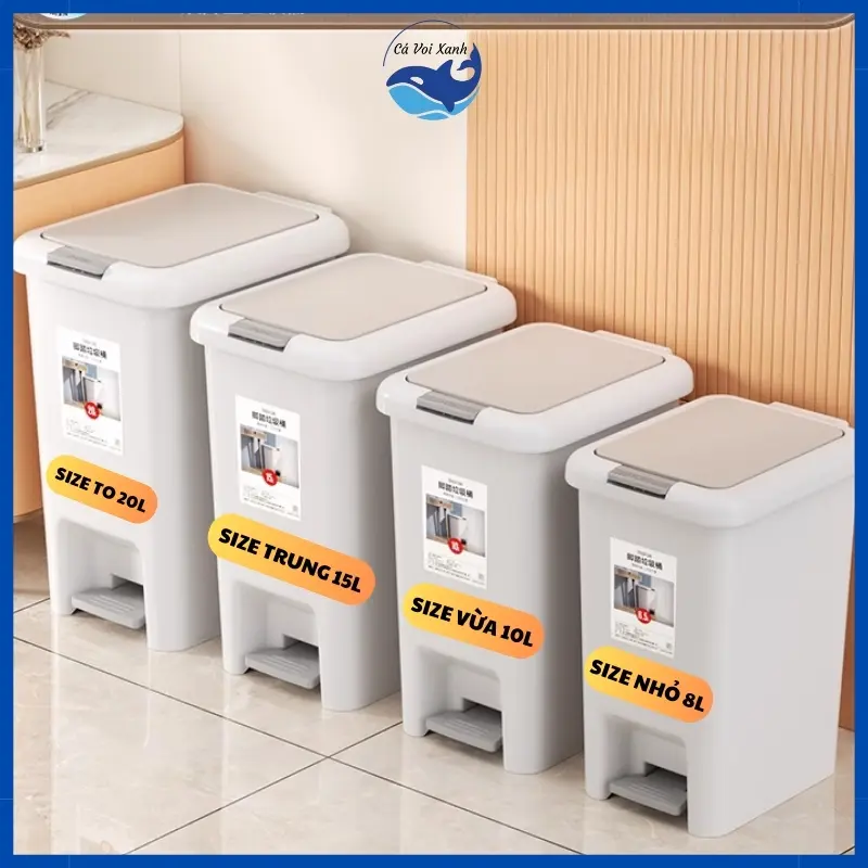 Thùng Rác Đạp Chữ Nhật 8L-10L-15L-20L Dùng Cho Văn Phòng, Gia ĐÌnh, Kháng Khuẩn Khử Mùi, Ngăn Mùi Hôi 0