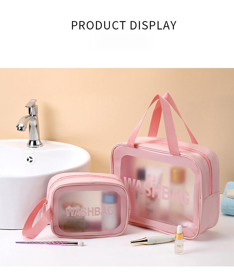 Product Introduction of Handheld cosmetic bag, transparent PU, waterproof, ins style, high appearance value, large capacity and with a sense of high-class 8