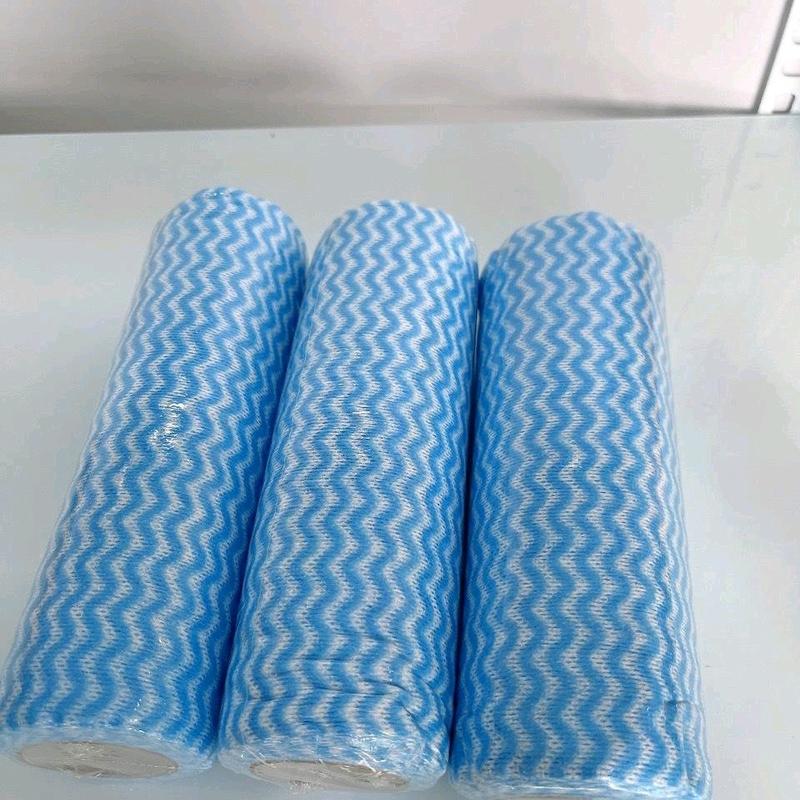 Cuộn 50 Tờ Khăn Vải Không Dệt Họa Tiết Dòng Kẻ Loại Dày, Giấy Lau Đa Năng, Khăn Lau Bếp, Lau Tay Có Thể Tái Sử Dụng Làm Sạch 2