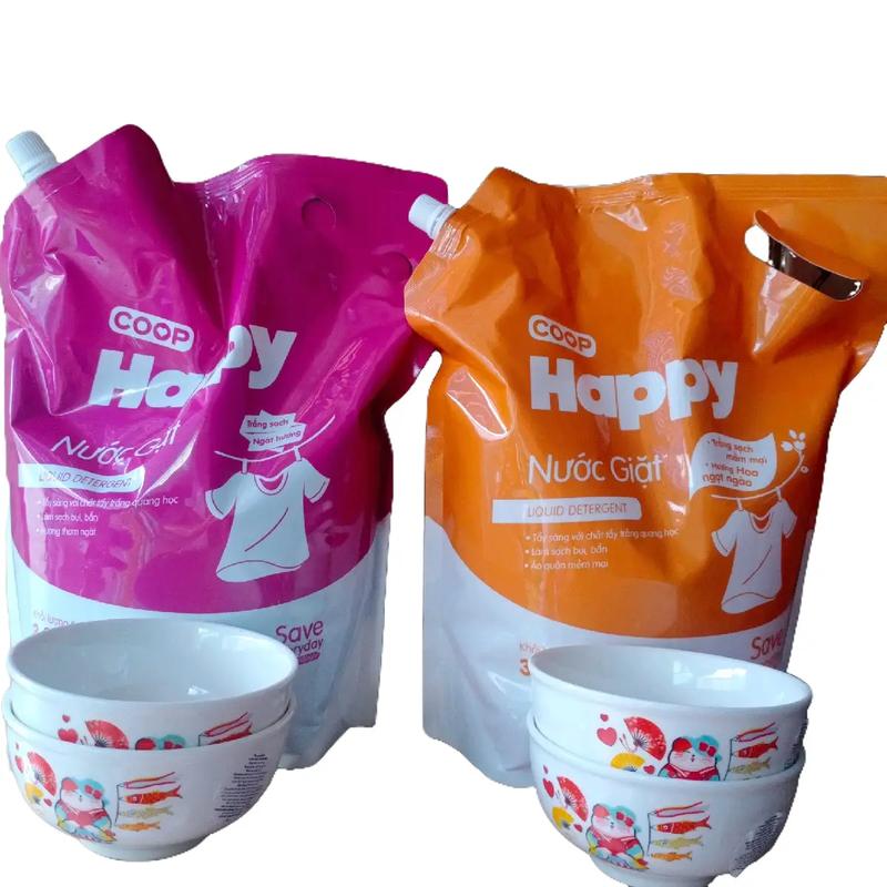 Nước Giặt Coop Happy trắng sạch hương nước hoa 3,8kg và 3,5kg tặng 2 chén (tặng tẩy nhà vệ sinh 900ml)