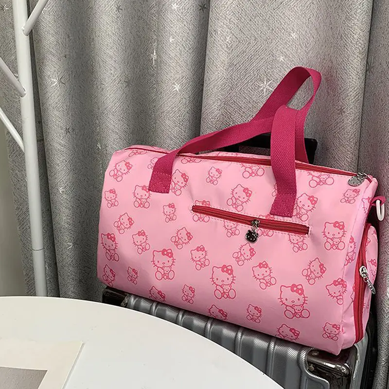 Hello Kitty Cartoon Cute Travel Luggage Bag Handheld Bag Fitness Sport Large Capacity Crossbody Bag