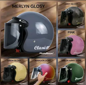 Helm Bogo Classic Dewasa cewek cwok Kaca Cembung Datar Harga termurah Bisa COD bayar ditempat Helmet Motorcycle