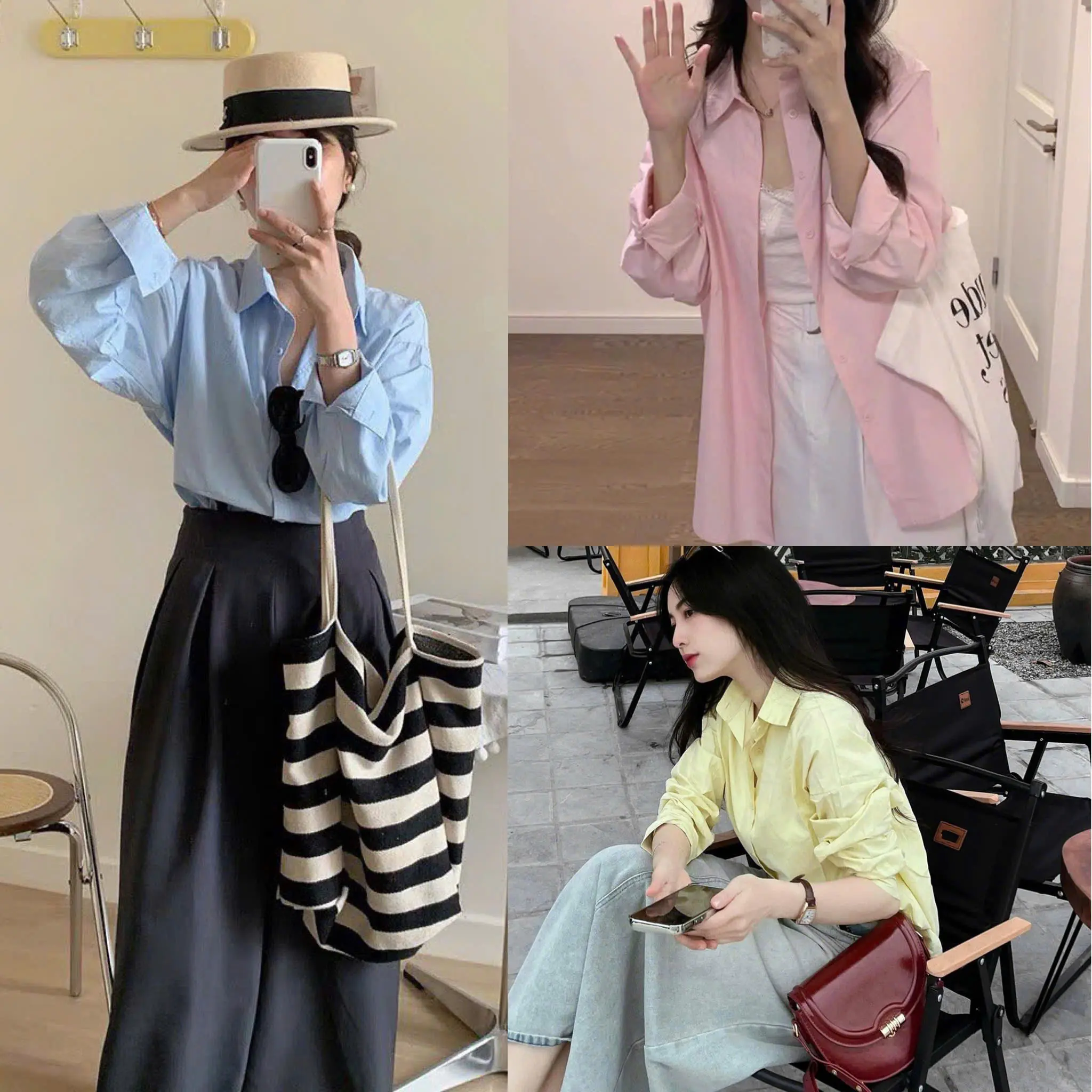 Áo sơ mi dài nữ chất lụa cát ít nhăn form rộng dáng lượn đuôi tôm SUMIISHOP mã SM02