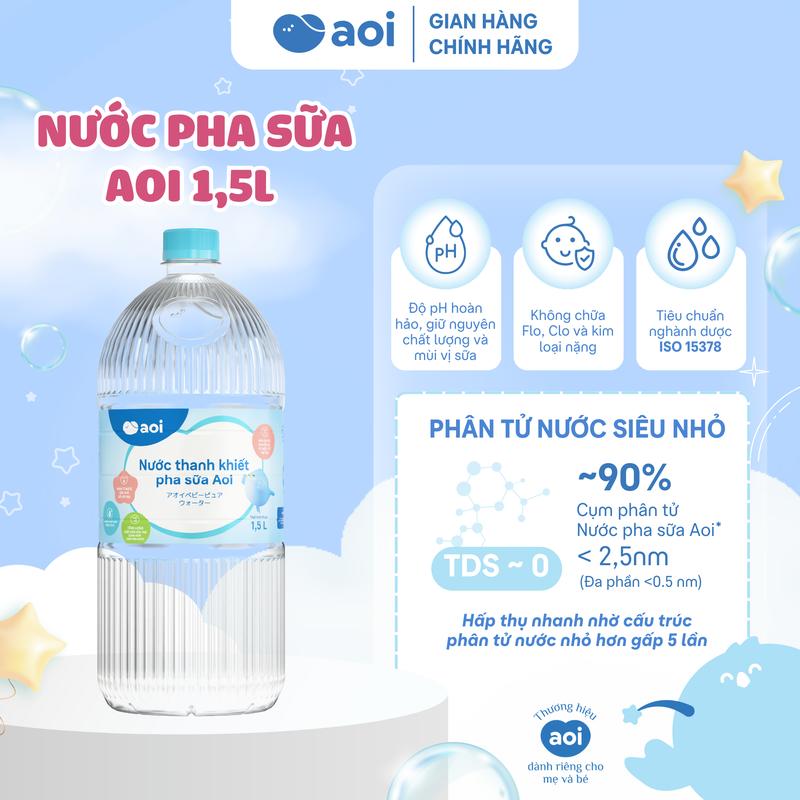 Nước Thanh Khiết Pha Sữa AOI 1.5L Cho Em Bé - Nước Pha Sữa Độ pH Lý Tưởng, Phân Tử Nhỏ, Dễ Hấp Thu