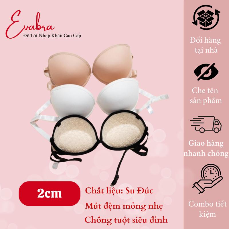 Áo ngực có gọng siêu nâng đẩy Eva Bra không dây vai hở lưng đệm tim chống tuột cup ngang quây ngực - 750 Women Cổ Tròn