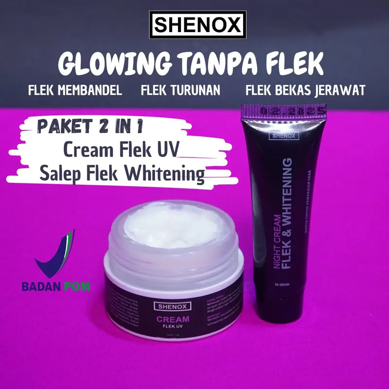 Shenox Skincare Cream Flek UV Dan Night Cream Whitening Salep Flek Hitam Membandel Menahun Pemutihan Bebas Alkohol 1