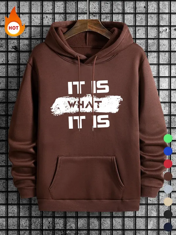 Men's Letter Print Drawstring Essentials Long Sleeve Hoodie, Casual Pocket Hooded Sweatshirt for Spring & Fall, Hoodies for Men, Men's Pullover Top for Daily Wear, Mens Clothing, Mens Clothing, Go Out Tops, Graphic Hoodies, Streetwear, Menswear 3