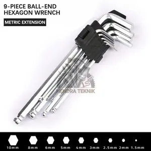KUNCI L SEGI 6 BALLPOINT PANJANG KUNCI L SET EXTRA LONG HEX BOLA MURAH