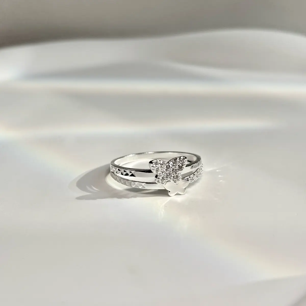 Nhẫn nữ bạc 950 hai bướm xinh nạm đá lấp lánh nhẹ nhàng xinh xắn DD Jewelry N007