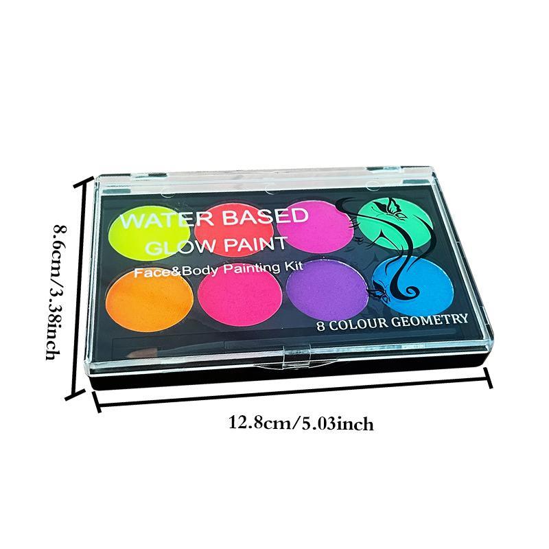 8 Color Glow in the Dark Face & Body Paint Palette, Neon Fluorescent Face Paint Palette, Face Body Paint Palette, Halloween Party Supplies 1