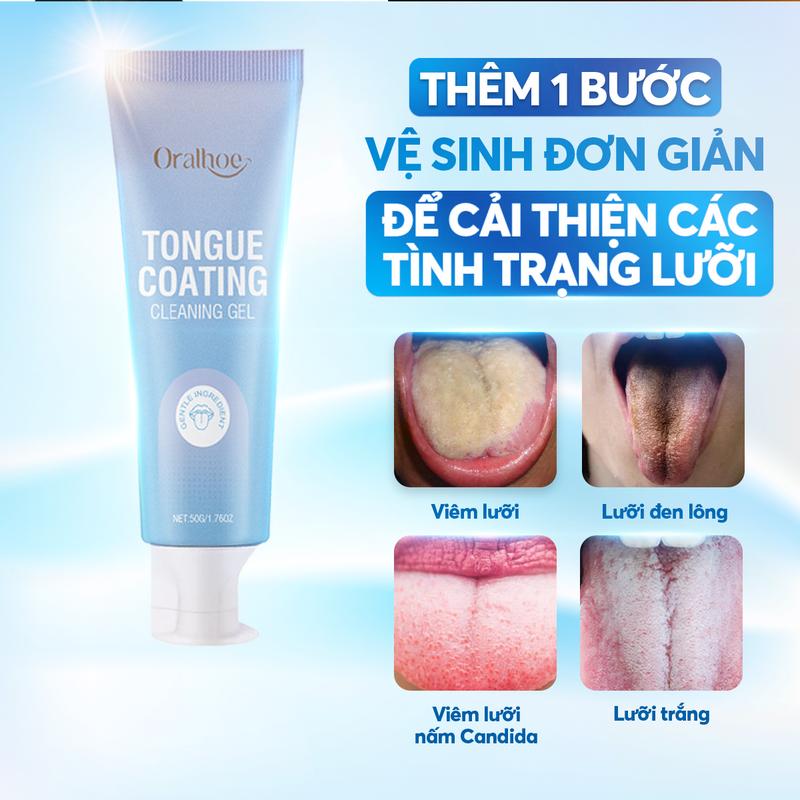 Gel vệ sinh lưỡi chuẩn nha khoa ORALHOE - Hỗ trợ làm sạch nấm Candida ở lưỡi, giúp hơi thở thơm mát - Tặng kèm bàn chải lưỡi chuyên dụng Cạo Lưỡi Dụng Cụ Vệ Sinh Xịt Thơm Miệng
