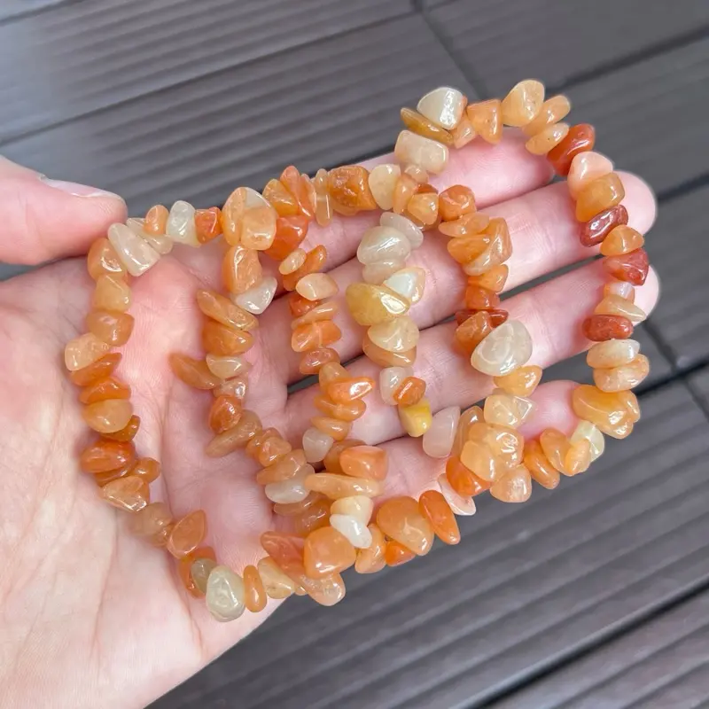 Vòng tay đá chip thiên nhiên Aventurine Orange. Quartz . Hợp mệnh HOẢ & THỔ . Năng lượng tích cực . Giảm căng thẳng . May mắn