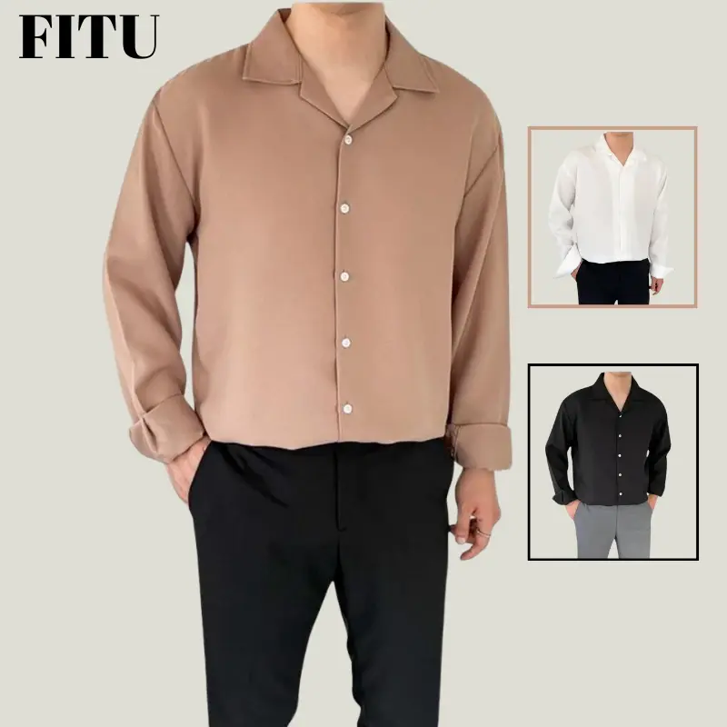 Áo sơ mi nam dài tay, sơ mi nam,  form rộng, unisex, cổ vest,vải lụa mịn mềm, đẹp,cao cấp sominam  dep aotrang đi làm văn phòng thường Kate somidep có thể giặt máy áo) (màu be) retro giặt bằng nước lạnh đơn thuần  Menswear ao  nam đỏ đô+đen áo  sơ
