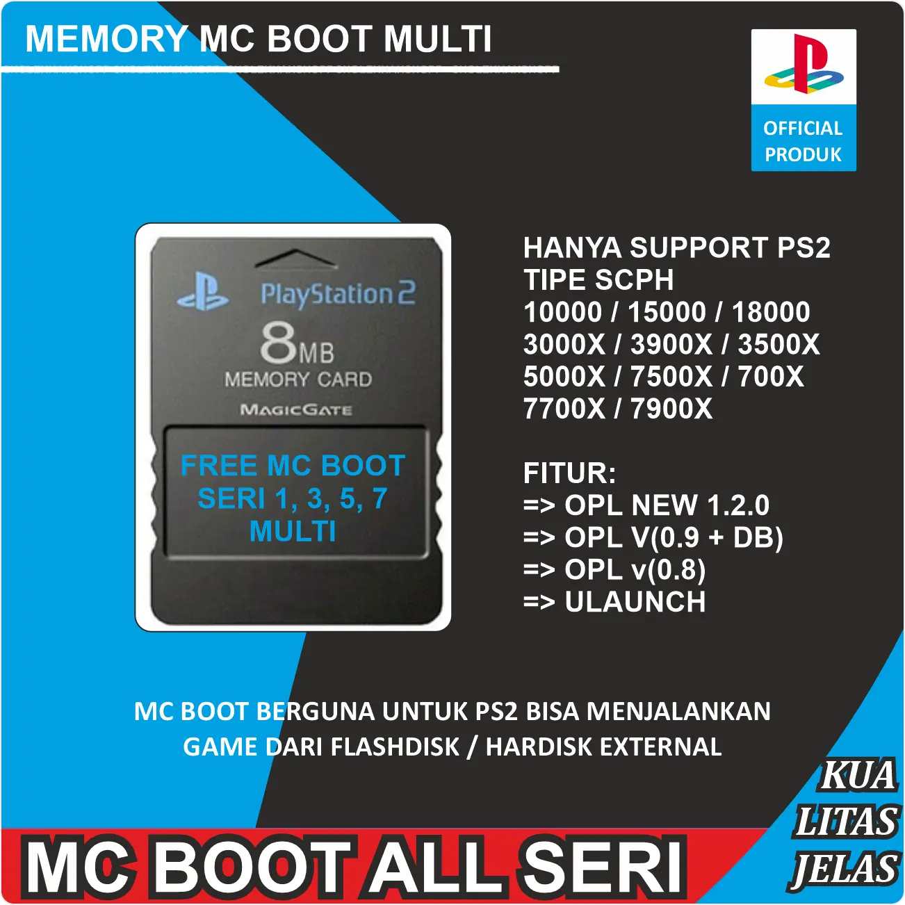 Memory Card PS2 MC BOOT MULTI Game Accessories Gamepad