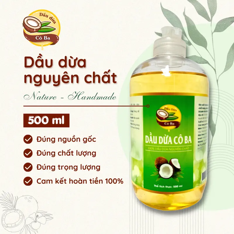 Dầu dừa tinh luyện nguyên chất 100% an toàn khi sử dụng 0