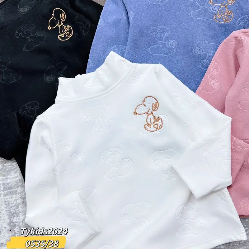 Áo giữ nhiệt nỉ nhung cho bé logo chú cún thêu siêu xinh size từ 7kg đến 20kg 5
