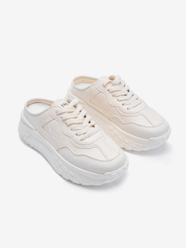 PUCINI Giày Sục Nữ GU2450 Năng Động Dễ Phối Đồ Màu Beige Size 35-39 Chất Liệu Da Tổng Hợp Cao Cấp Nhập Khẩu Gót 5cm Thời Trang Việt Nam