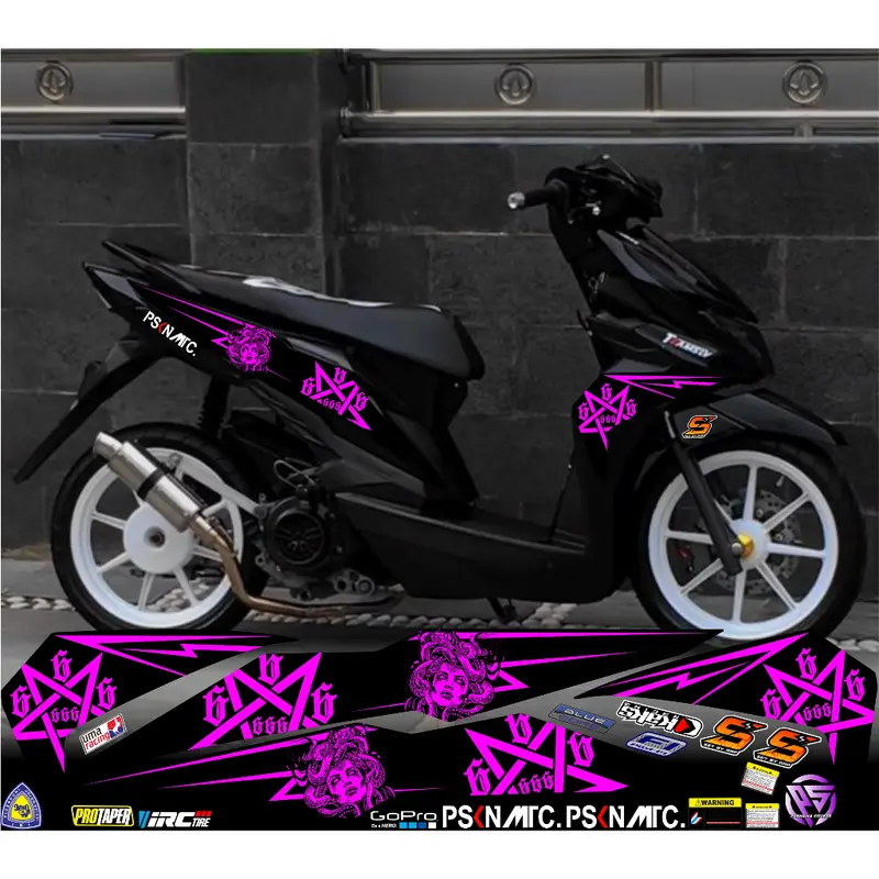 PS03 STRIPING STICKER HONDA BEAT NEW/ESP MOTIF MEDUSA VARIASI SIMPLE 2